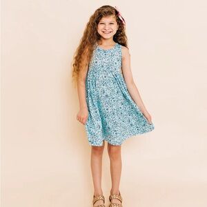 Sunshine Kids racerback bamboo dress blue floral size 3T/5T New